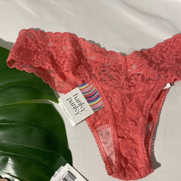 NWT $44 2pc Hanky Panky [ O/S ] Lace Low Rise‎ Thong in Desert Rose & Coral - Picture 11 of 13